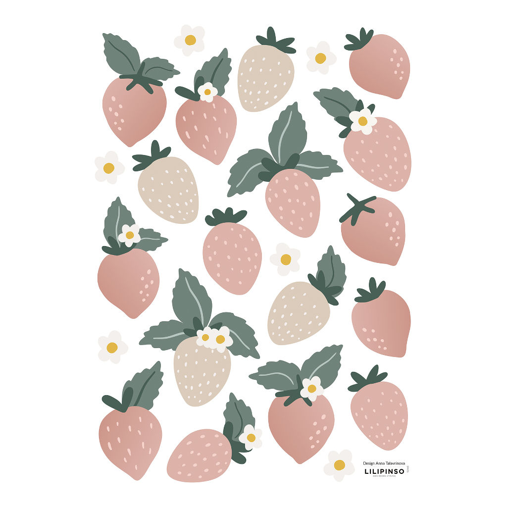 Strawberries Lilipinso muursticker a3 29,7 x 42 cm