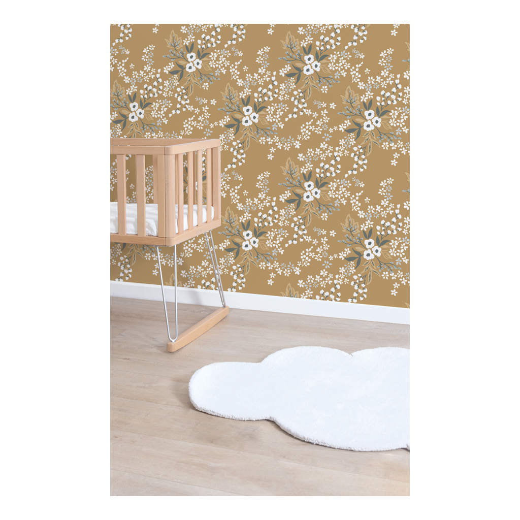 Floral Constellation Mustard Lilipinso kinderbehang 50 cm x 10 m