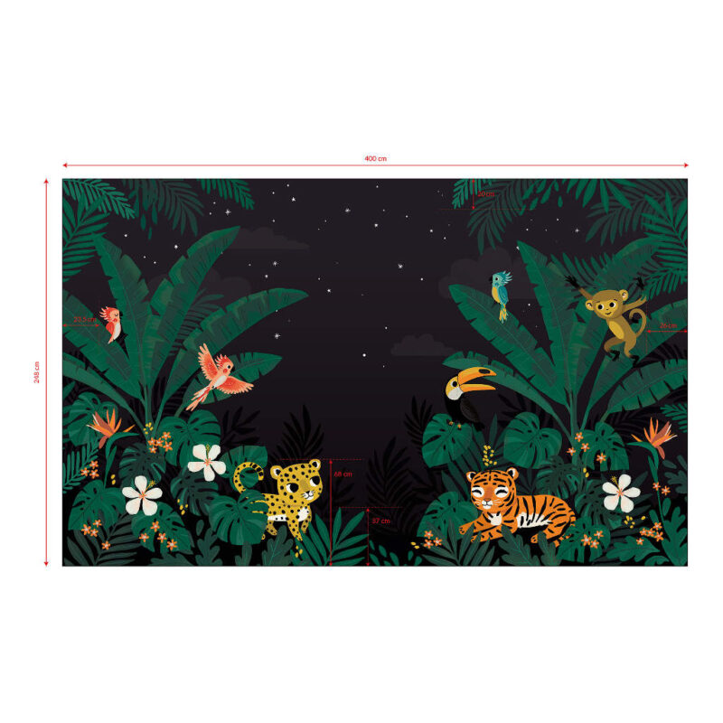 Jungle Night Lilipinso kinderbehang muurschildering 400 x 248 cm