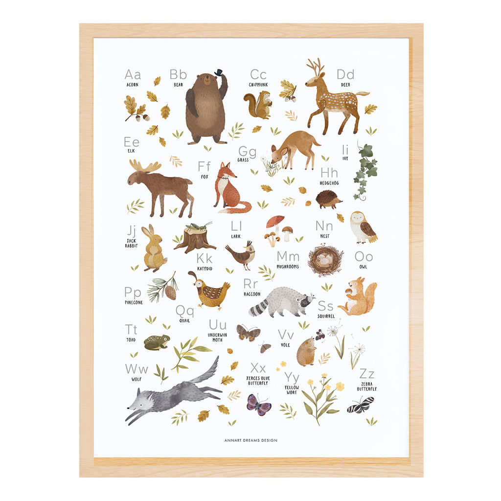 Woodland Animals Abc Lilipinso poster 30 x 40 cm