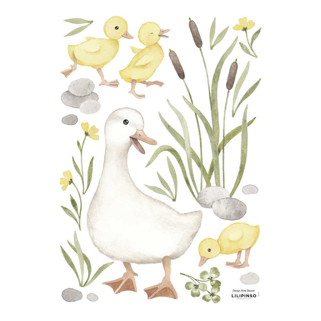 Baby Ducks Mom Lilipinso muursticker a3 29,7 x 42 cm