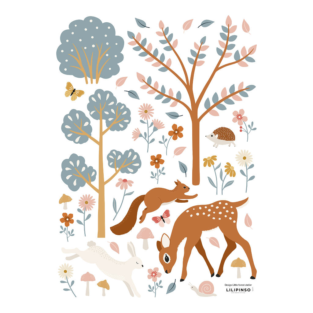 Woodland Animals & Deer Lilipinso muursticker a3 29,7 x 42 cm