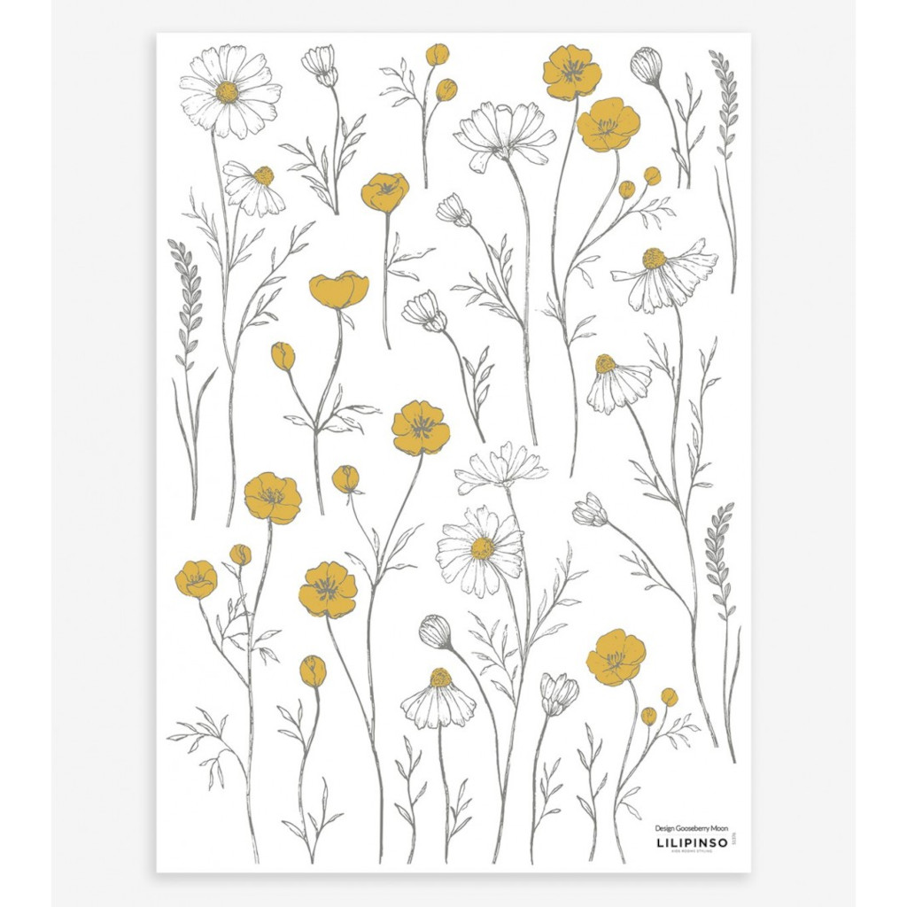 Buttercups And Chamomile Flowers Lilipinso muursticker a3 29,7 x 42 cm