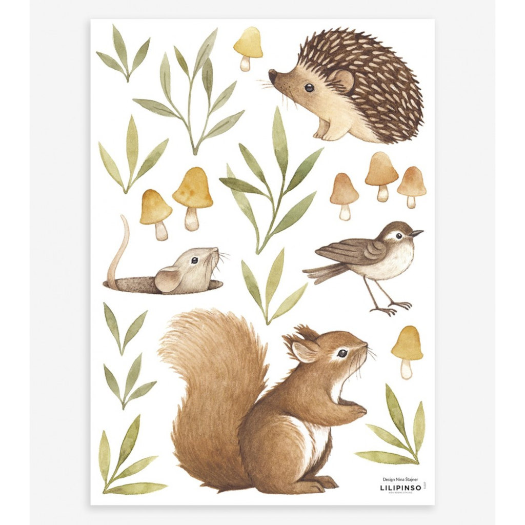 Little Forest Animals Lilipinso muursticker a3 29,7 x 42 cm