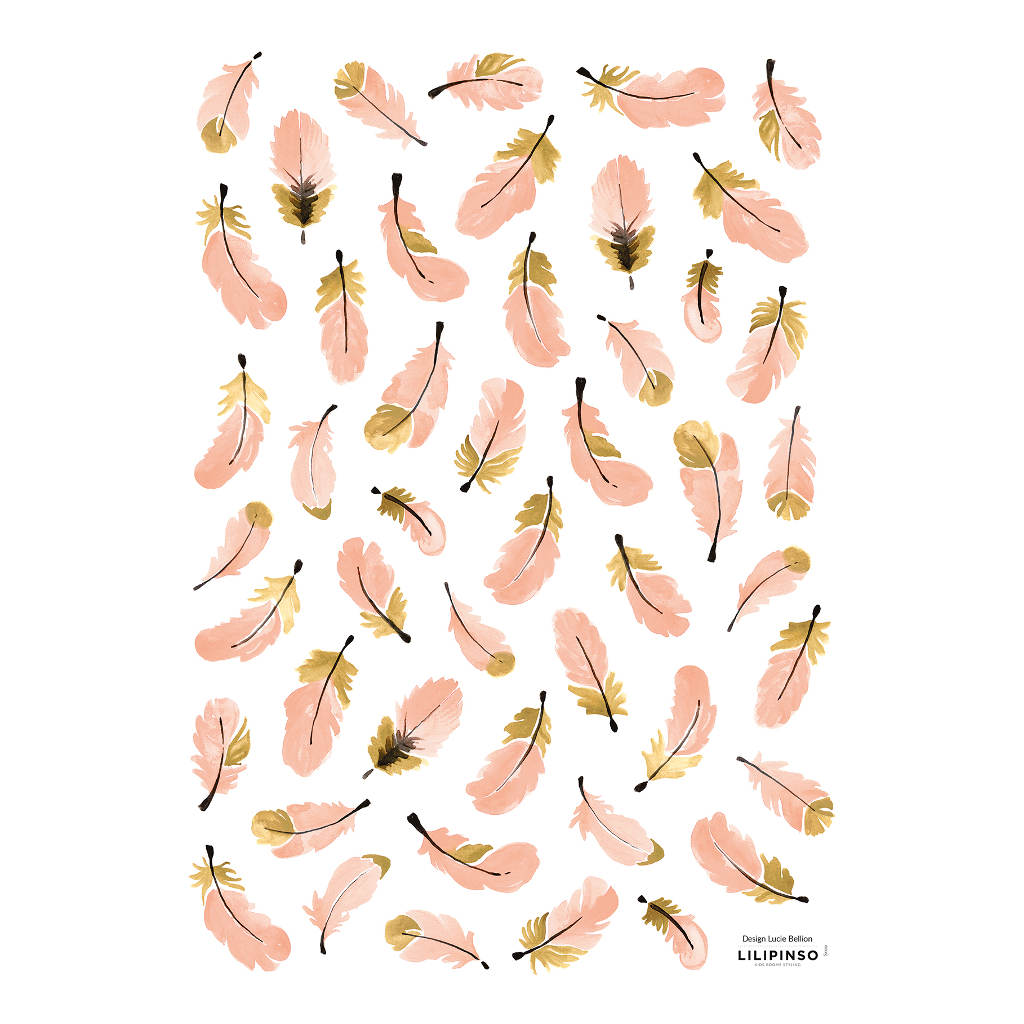 Plumes Pinks Lilipinso muursticker a3 29,7 x 42 cm