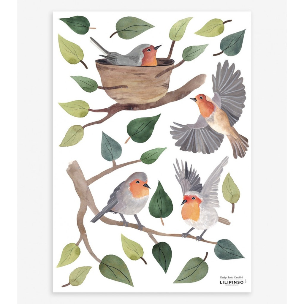 Robins Redbreast Lilipinso muursticker a3 29,7 x 42 cm