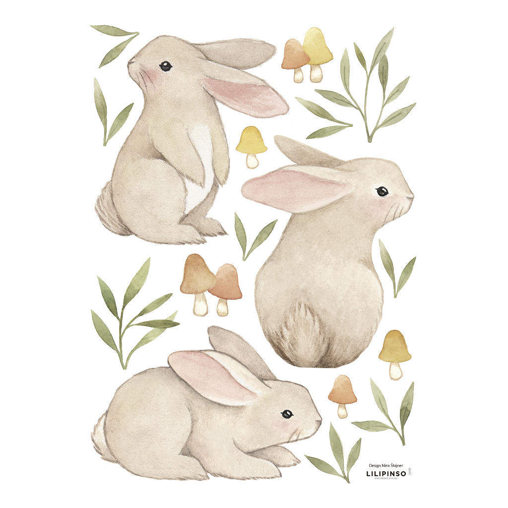 3 Bunnies Lilipinso muursticker a3 29,7 x 42 cm