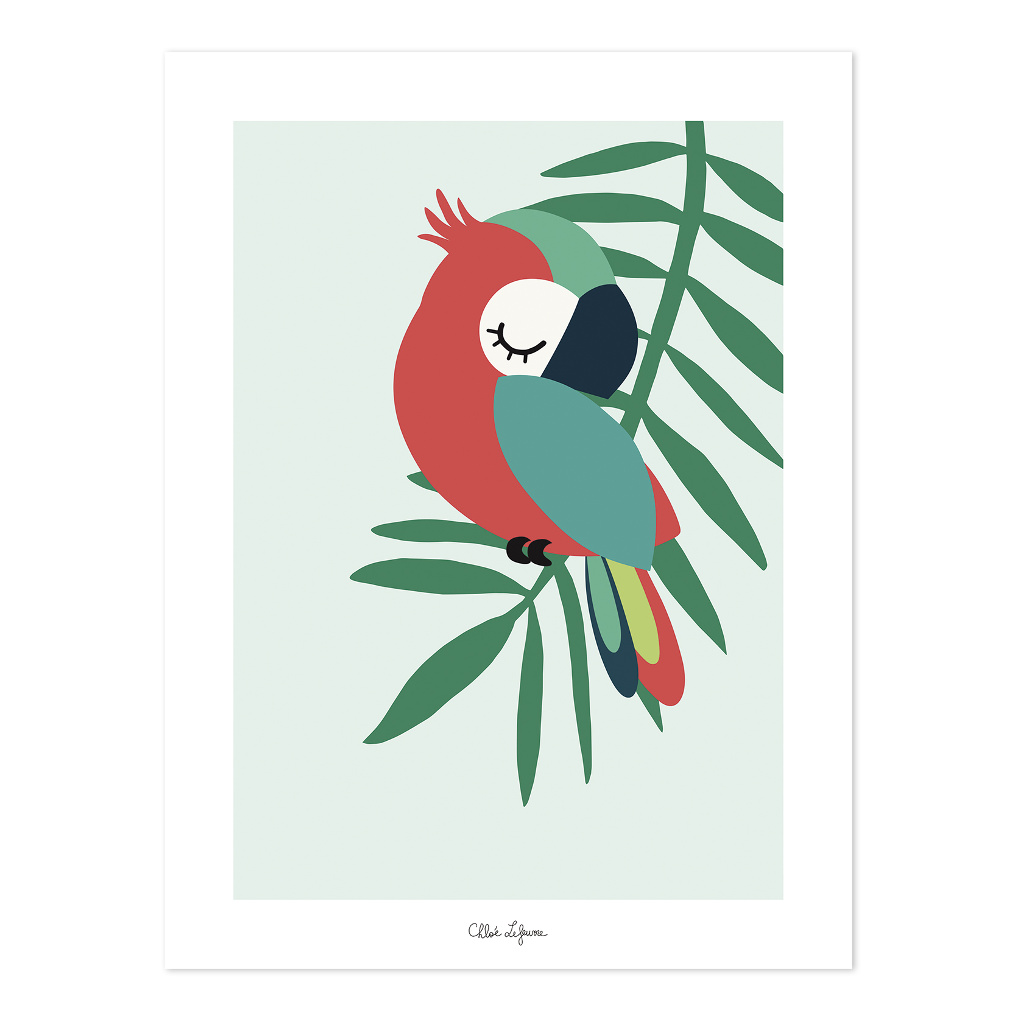 Tropical Parrot Green Lilipinso poster 30 x 40 cm