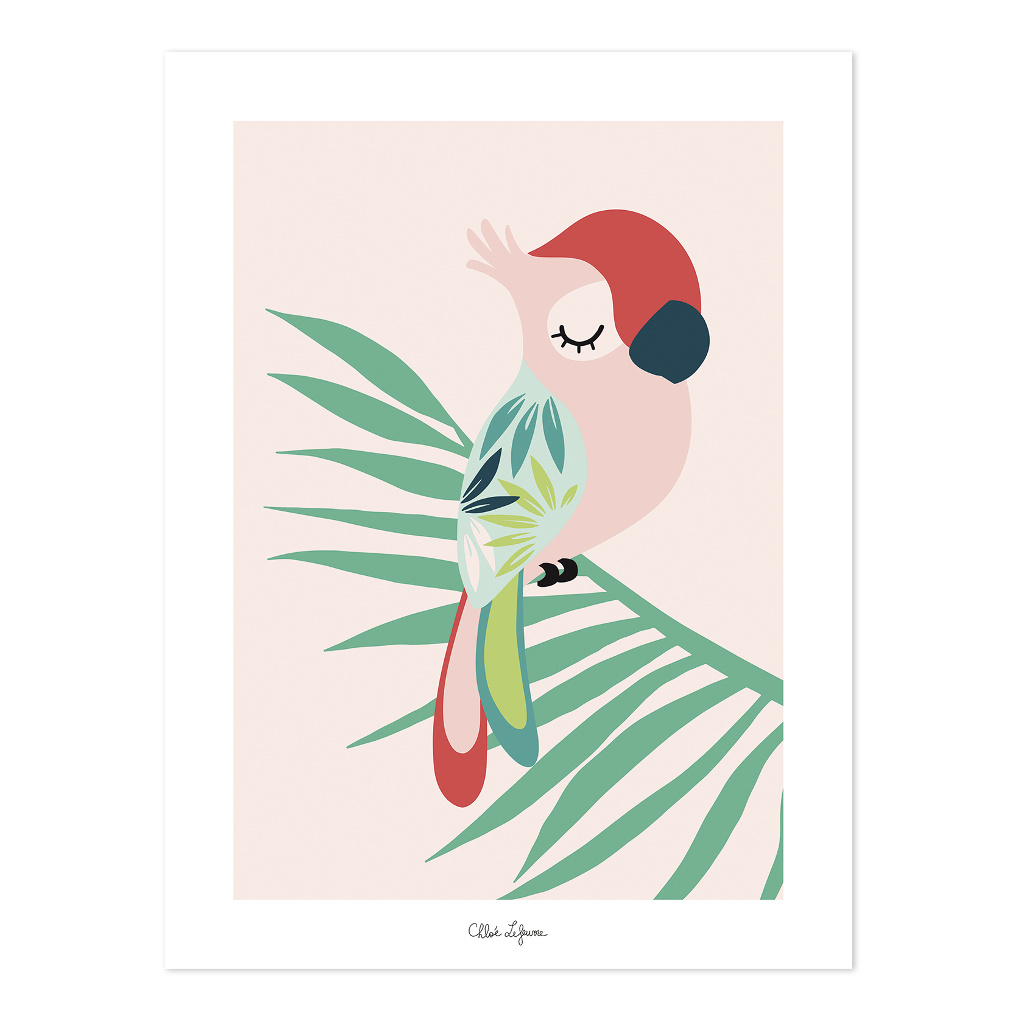 Tropical Parrot Pink Lilipinso poster 30 x 40 cm