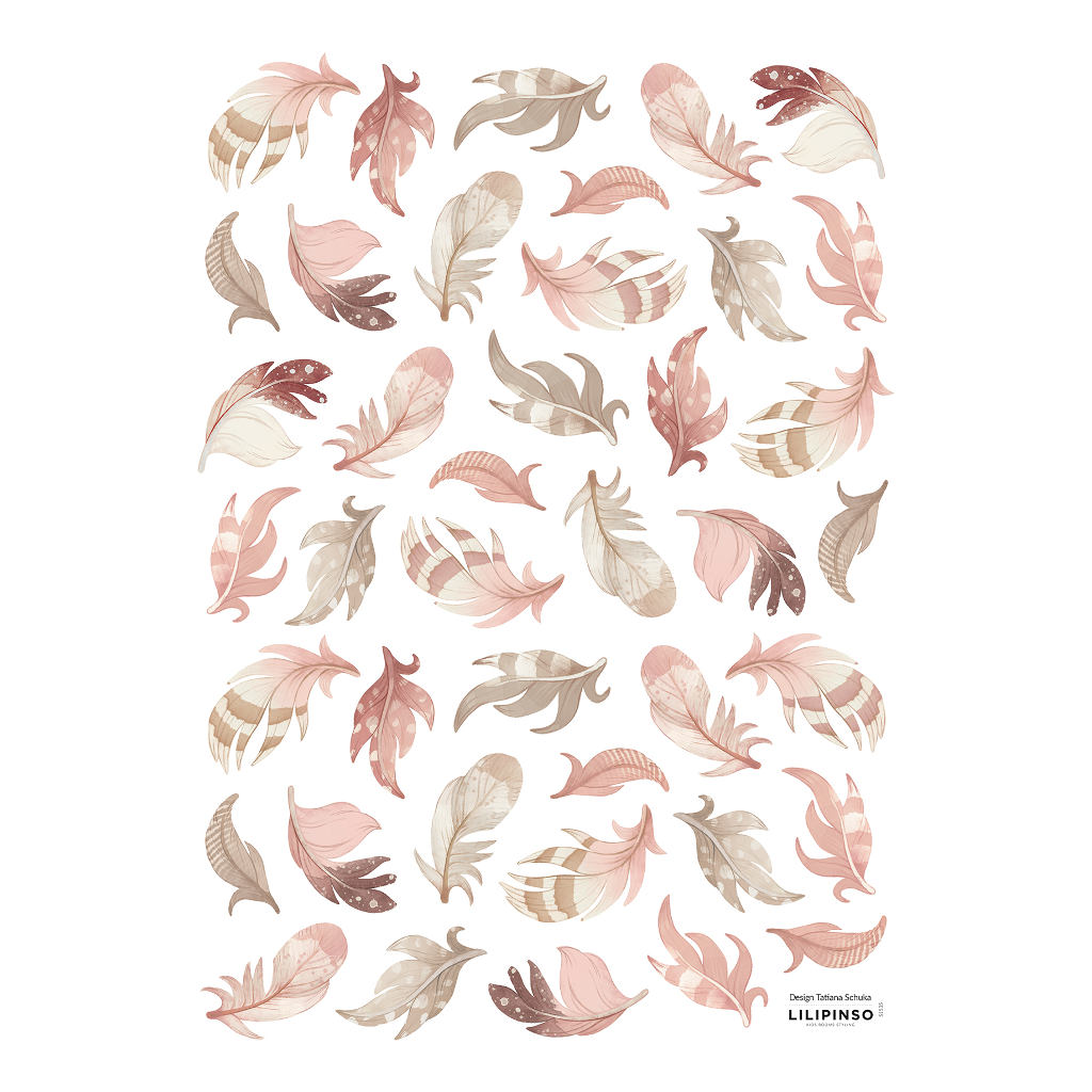 Feathers Pink Lilipinso muursticker a3 29,7 x 42 cm