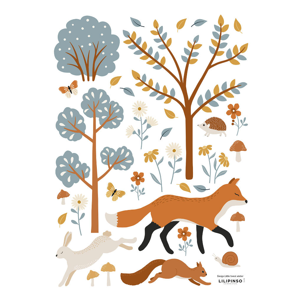 Woodland Animals & Fox Lilipinso muursticker a3 29,7 x 42 cm