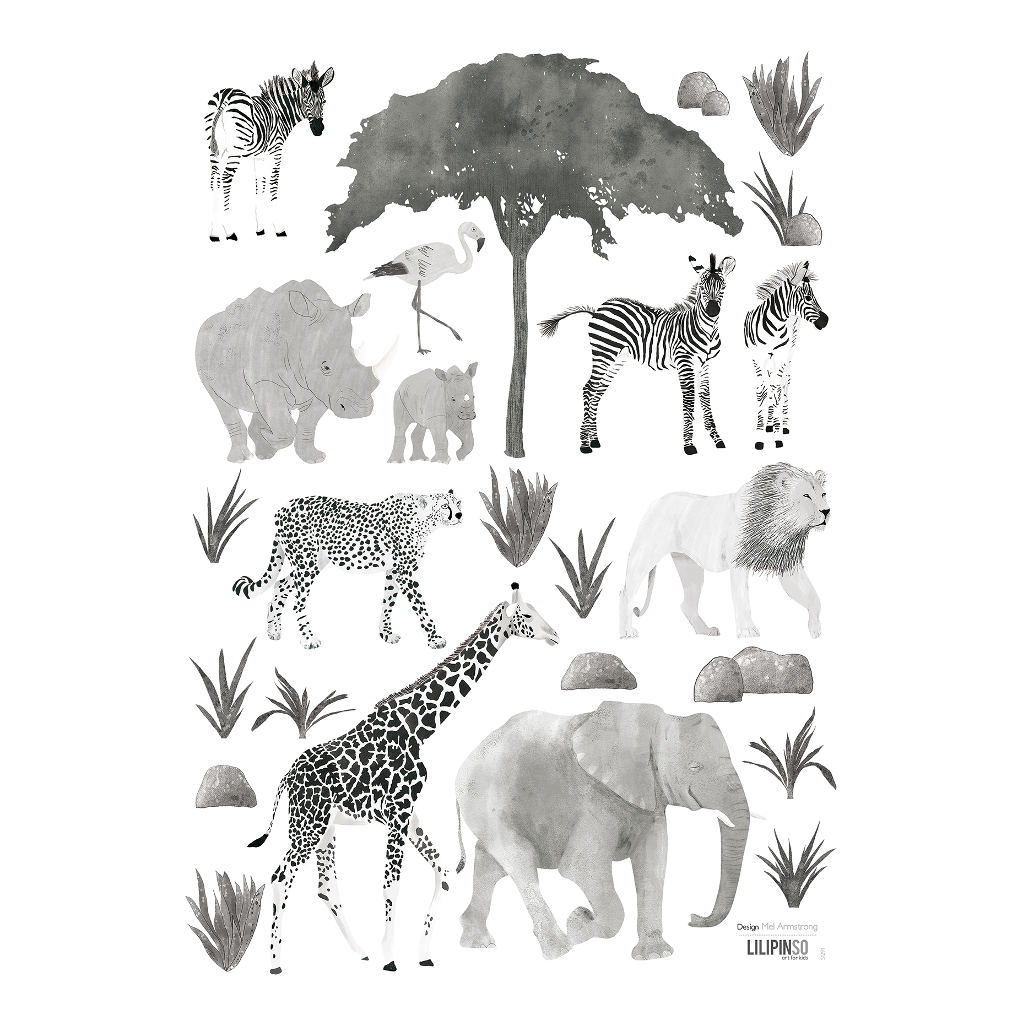 Wild Animals Lilipinso muursticker a3 29,7 x 42 cm