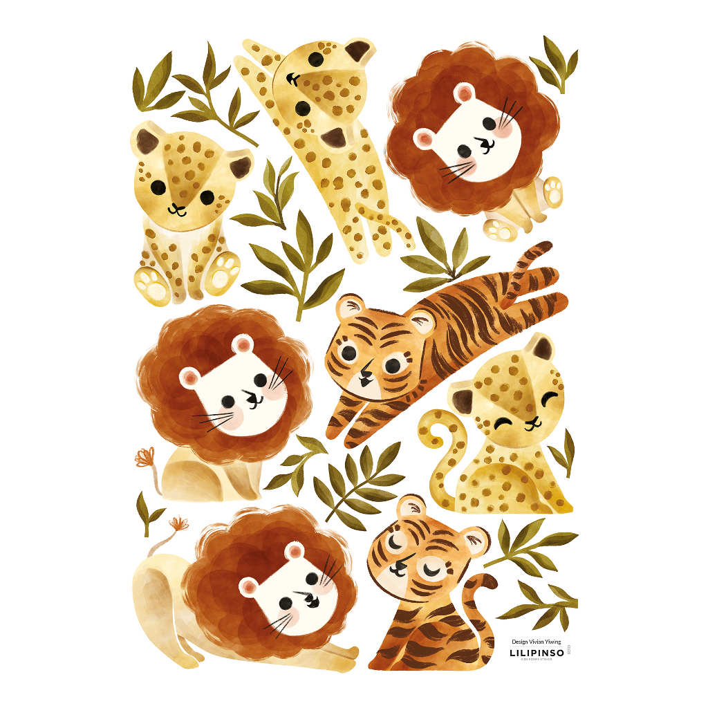 Little Jungle Animals Lilipinso muursticker a3 29,7 x 42 cm