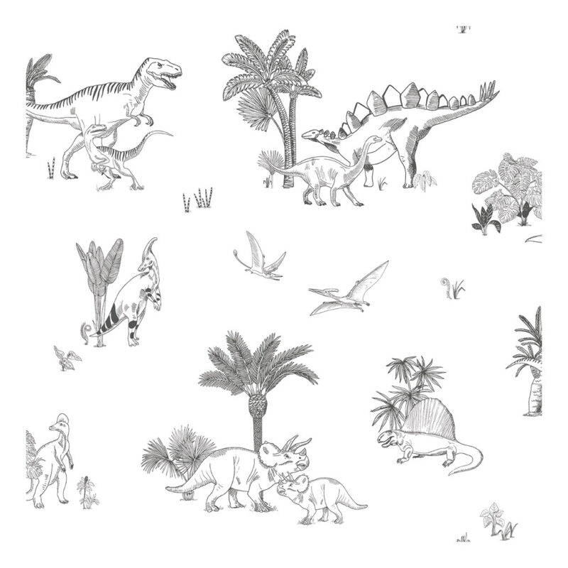 Monochrome Dinosaurs Lilipinso kinderbehang 50 cm x 10 m